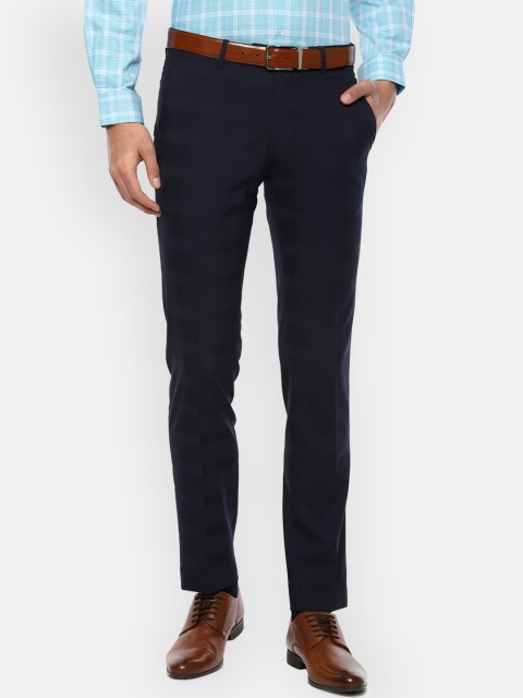 

Van Heusen Men Navy Blue Slim Fit Solid Formal Trousers