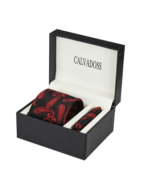 

Calvadoss Men Red & Black Paisley Printed Accessory Gift Set