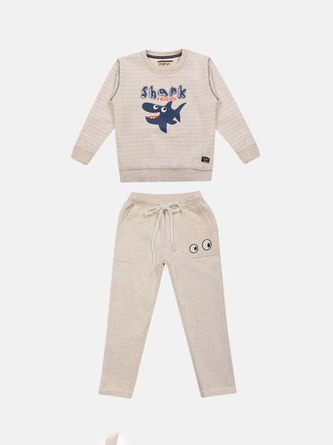

Lil Tomatoes Boys Beige & Blue Striped Tracksuit