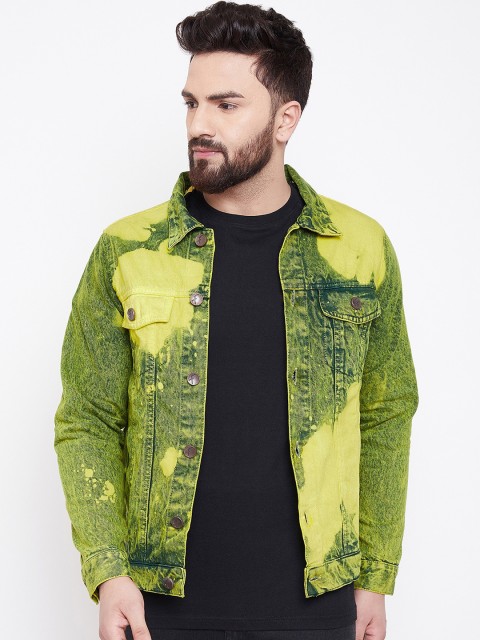 

FUGAZEE Men Yellow Solid Denim Jacket