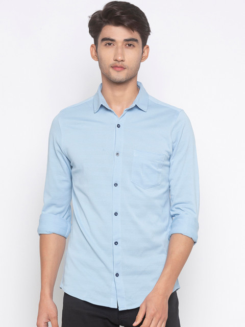 

Nick&Jess Men Blue Comfort Slim Fit Solid Casual Shirt