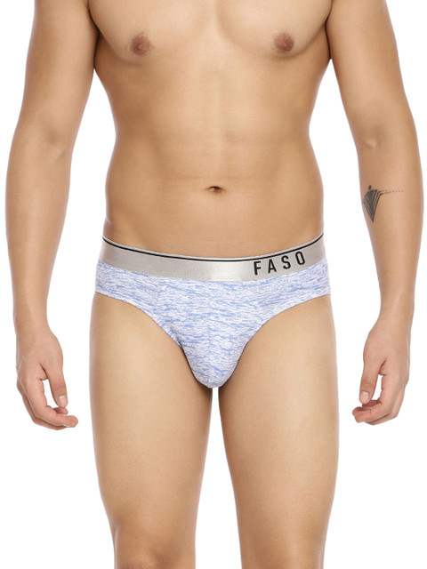 

FASO Men White & Blue Printed Basic Briefs FS 3003