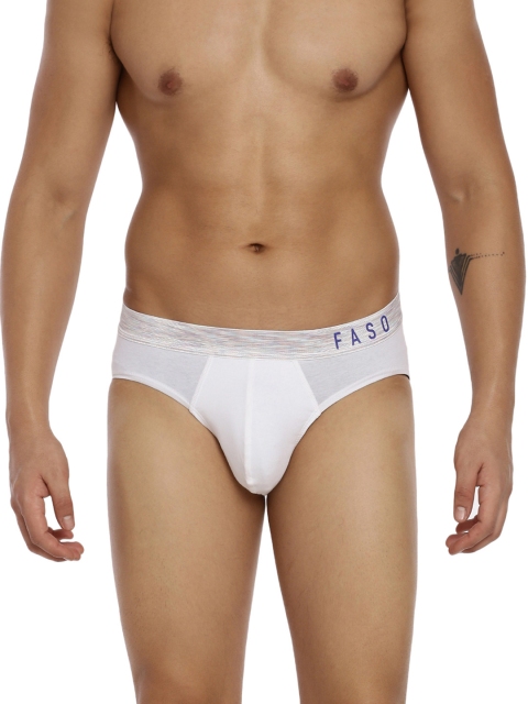 

FASO Men White Solid Organic Cotton Basic Briefs FS 2001