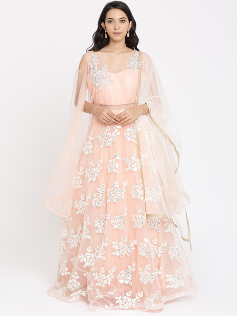 

Koskii Women Peach-Coloured Embellished Maxi Dress