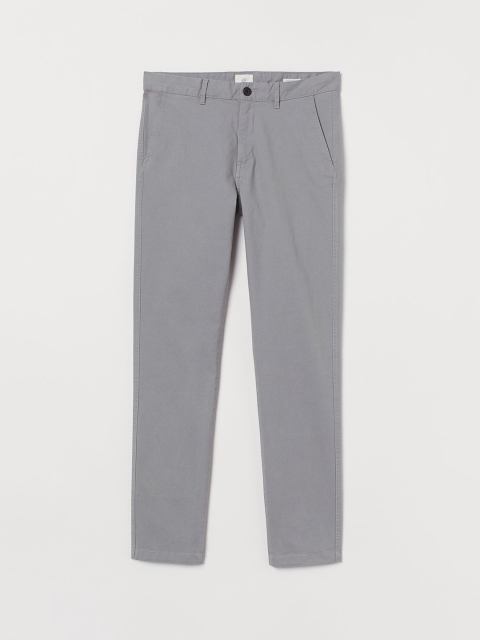 

H&M Men Grey Cotton Chinos Skinny Fit