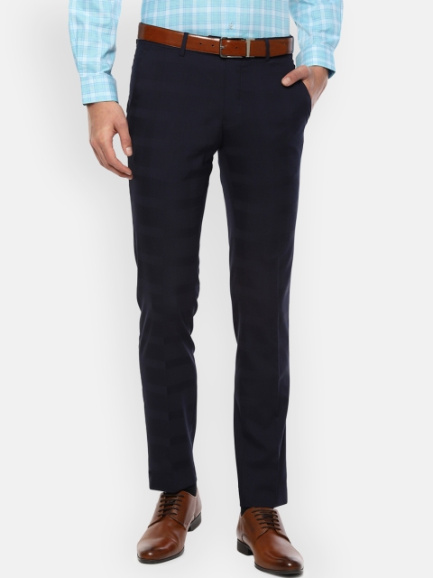 

Van Heusen Men Navy Blue Slim Fit Solid Formal Trousers