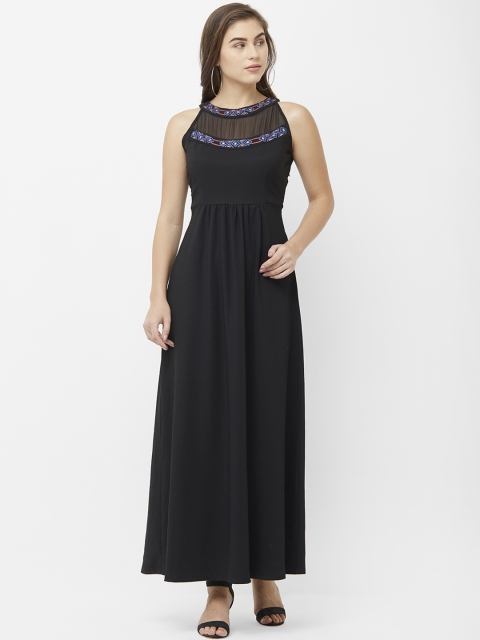 

109F Women Black Solid Maxi Dress