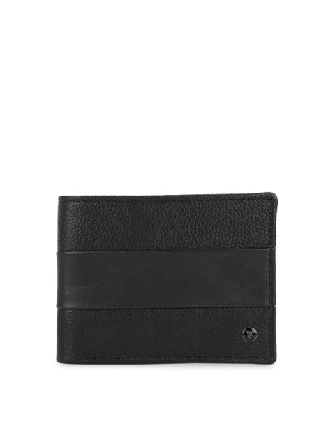 

Van Heusen Men Black Self Design Leather Two Fold Wallet