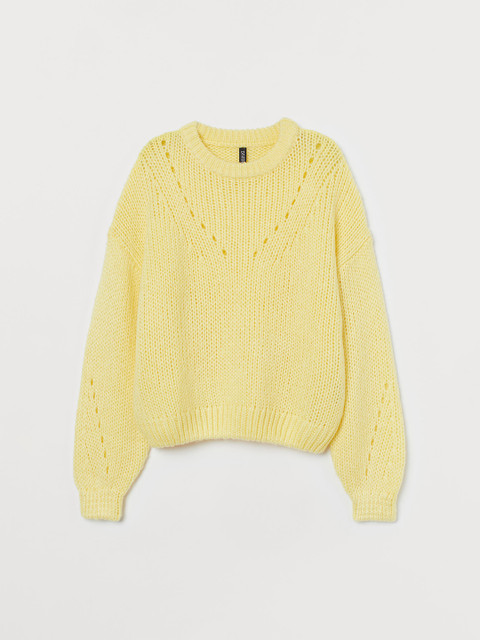 

H&M Women Yellow Knitted Jumper