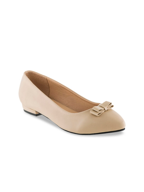 

Sherrif Shoes Women Beige Solid Ballerinas With Bow Detailing