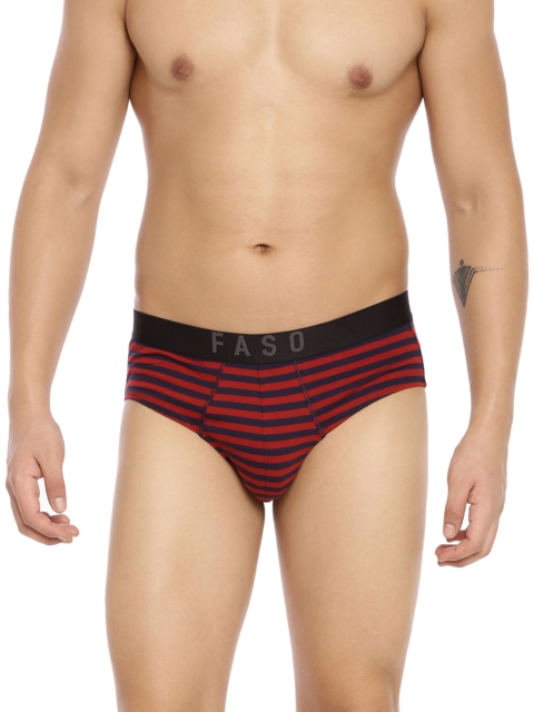 

FASO Men Blue & Red Striped Pure Organic Cotton Basic Briefs FS 2003