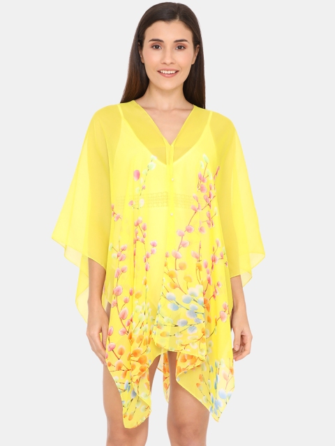 

Zivame Women Yellow Printed Cover-Up Dress