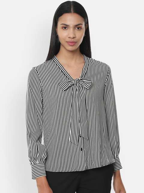 

Van Heusen Woman Women Black Striped Shirt Style Top
