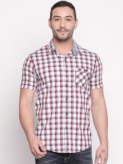

Mufti Men White & Red Checked Slim Fit Casual Shirt