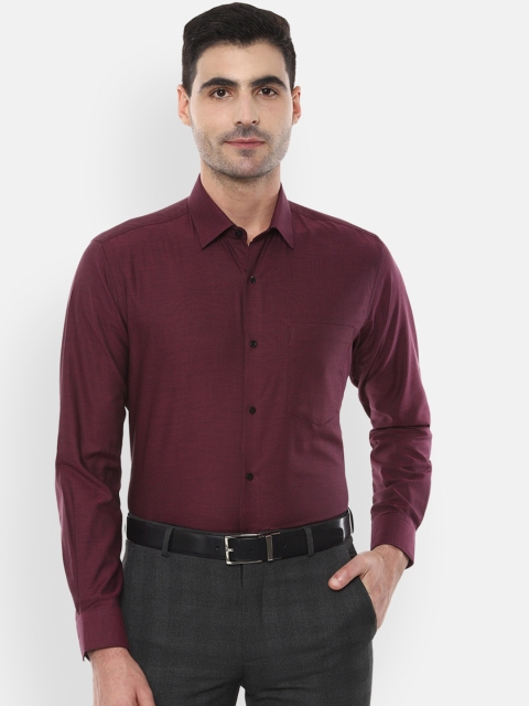 Van Heusen Men Maroon Regular Fit Solid Formal Shirt