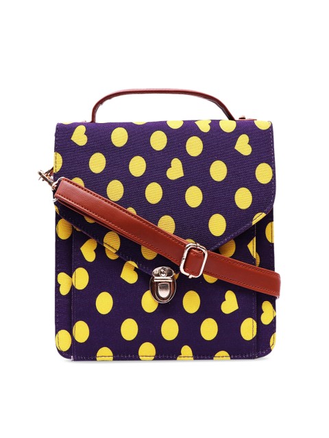 

Lychee bags Purple & Yellow Printed Sling Bag