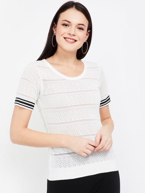 

Bossini Women Off-White Self Design Pure Cotton Top