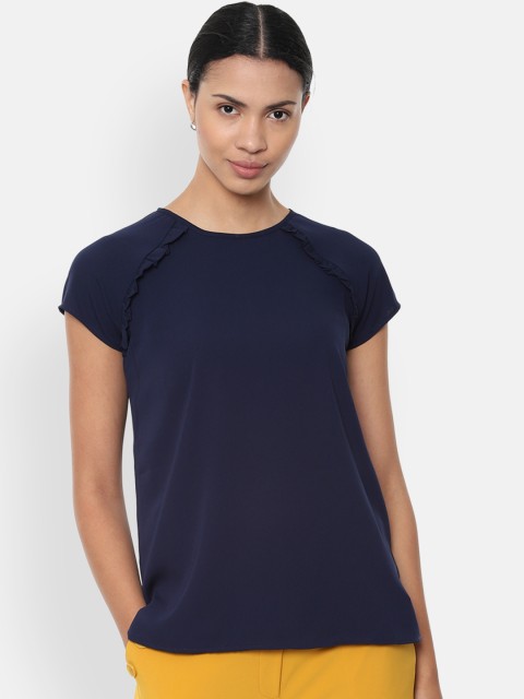 

Van Heusen Woman Navy Blue Solid Top