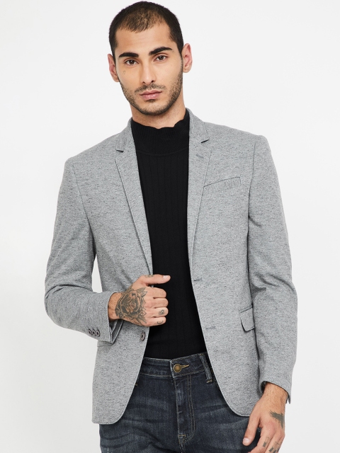 

CODE by Lifestyle Men Grey Self-Design Slim-Fit Single-Breasted Blazer