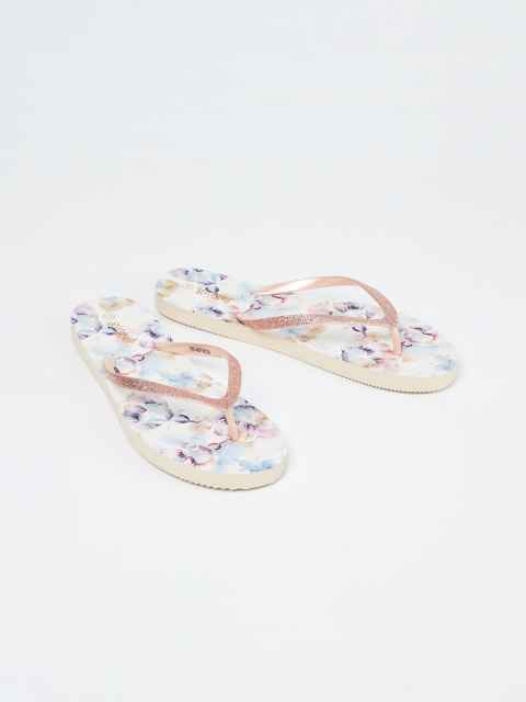 

Ginger by Lifestyle Women Rose Gold & Blue Printed Thong Flip-Flops