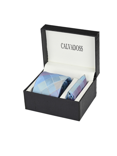 

Calvadoss Men Blue & Purple Checked Accessory Gift Set