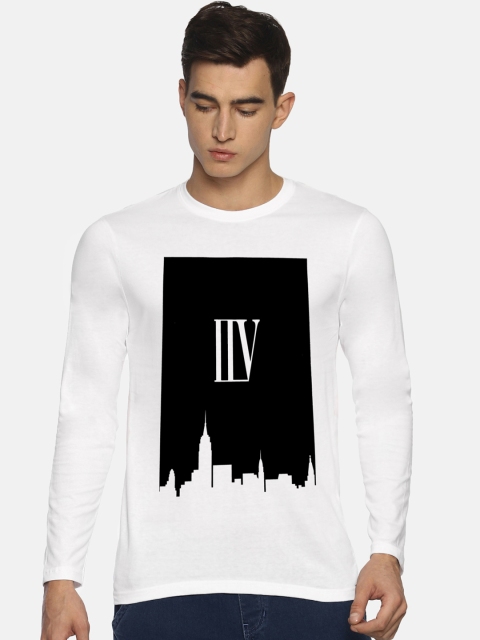

Le Bison Men White Printed Round Neck T-shirt