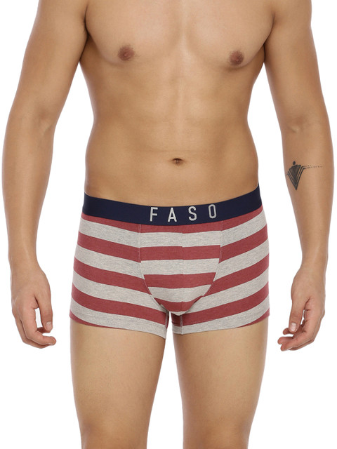 

FASO Men Grey & Red Striped Trunk FS 2007