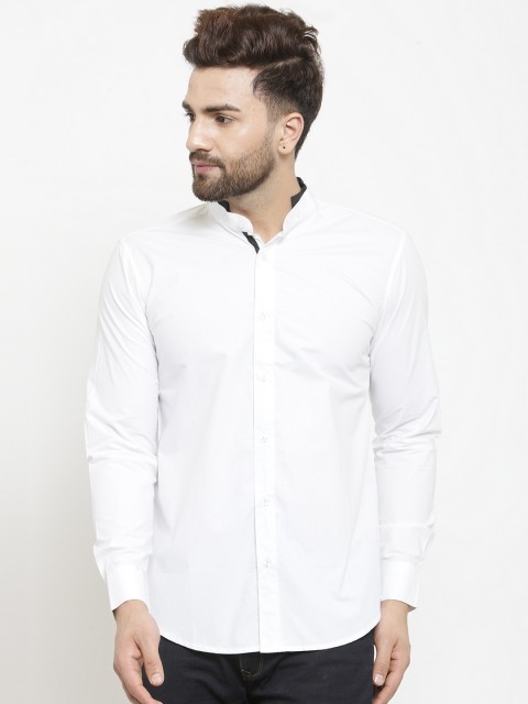 

Purple State Men White Solid Slim Fit Casual Shirt