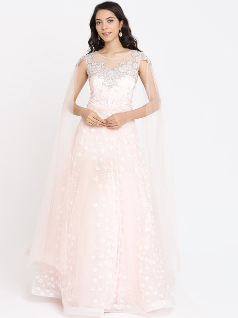 

Koskii Women Pink Embellished Ethnic Maxi Dress