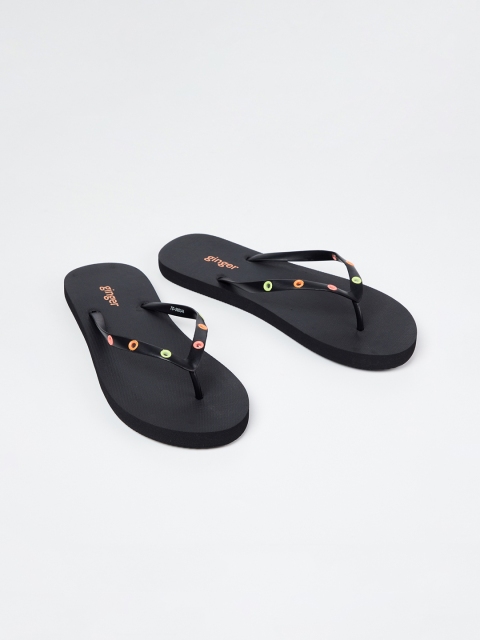 

Ginger by Lifestyle Women Black Solid Thong Flip-Flops