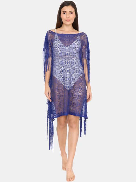 

Zivame Women Blue Solid Coverup Dress