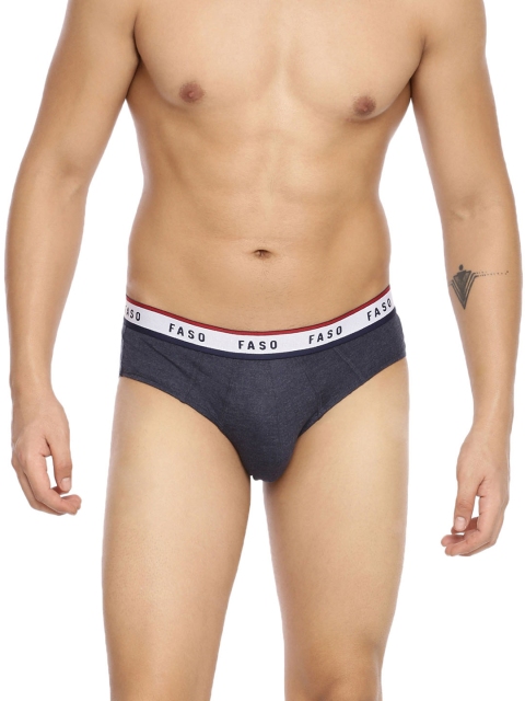 

FASO Men Navy Blue Solid Organic Cotton Basic Briefs FS 2002