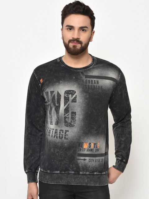 

Duke Men Black & White Printed Sweatshirt