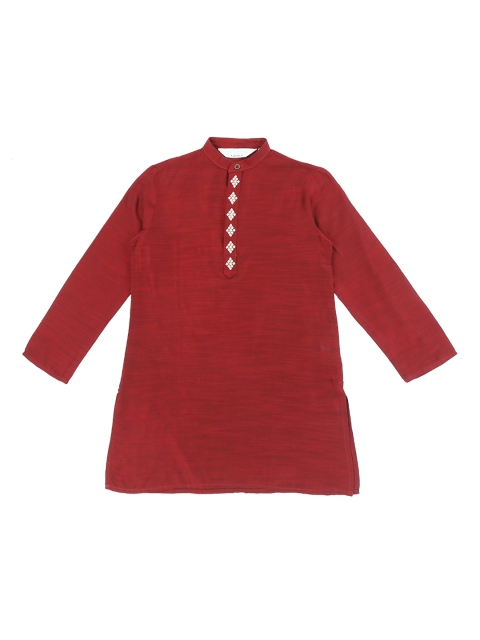 

indus route by Pantaloons Boys Maroon Embroidered Straight Kurta
