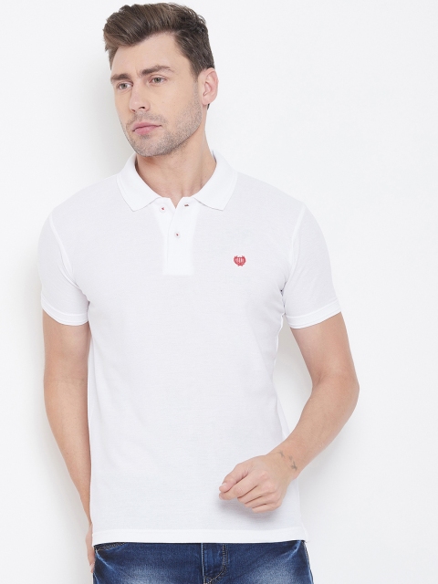 

Duke Men White Solid Polo Collar T-shirt
