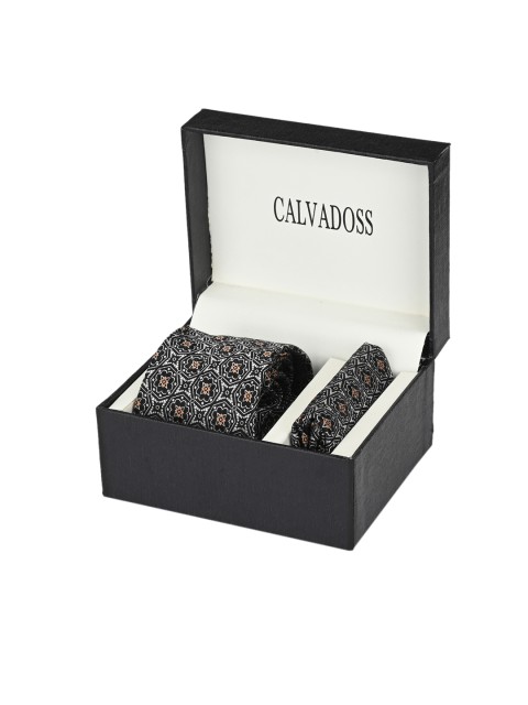 

Calvadoss Men Black & White Patterned Accessory Gift Set