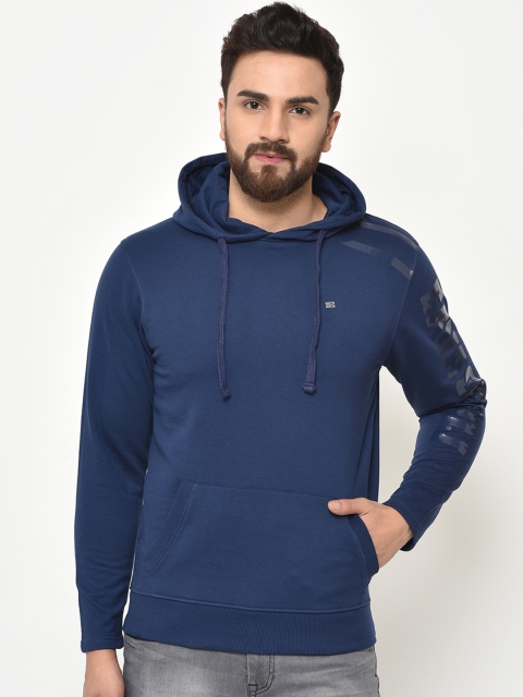 

Duke Men Navy Blue Solid Hooded Sweatshirt
