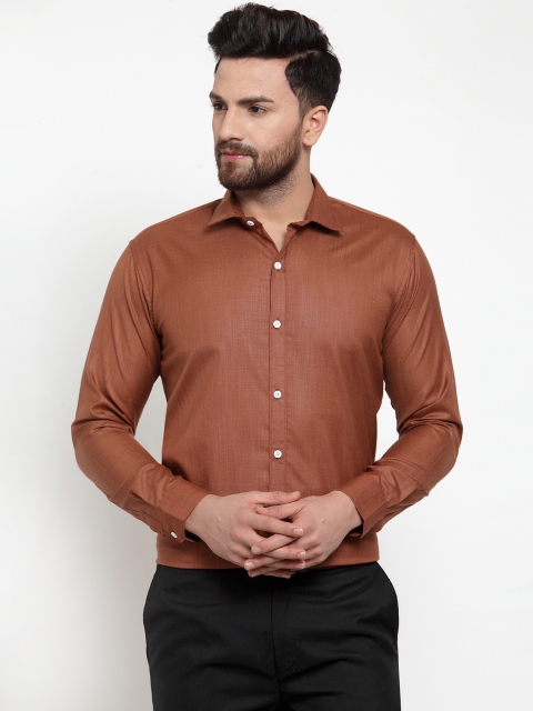 

JAINISH Men Brown Classic Regular Fit Solid Formal Shirt