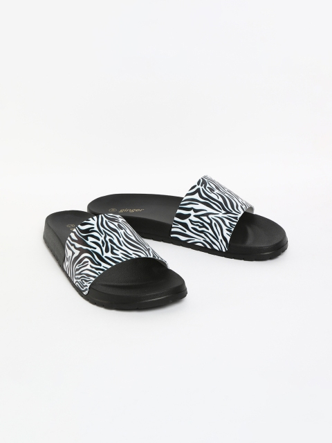 

Ginger by Lifestyle Women Black & White Printed Sliders
