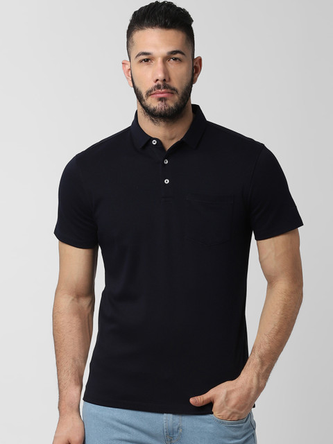 

Peter England Casuals Men Black Solid Polo Collar T-shirt