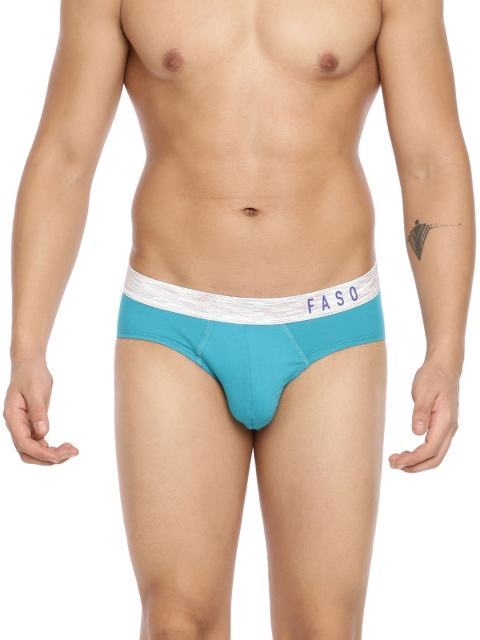 

FASO Men Teal Blue Solid Organic Cotton Basic Briefs FS 2001