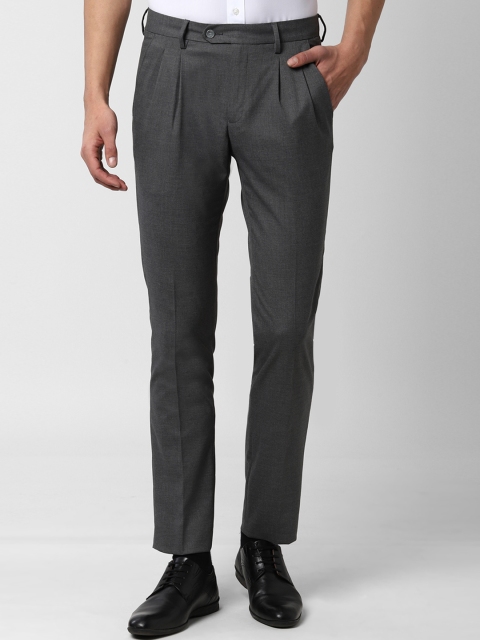 

Peter England Men Grey Slim Fit Solid Regular Trousers