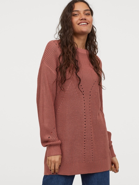

H&M Women Pink Hole-Patterned Jumper