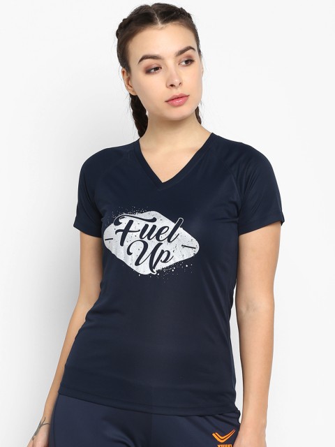 

Yuuki Women Navy Blue Printed V-Neck T-shirt