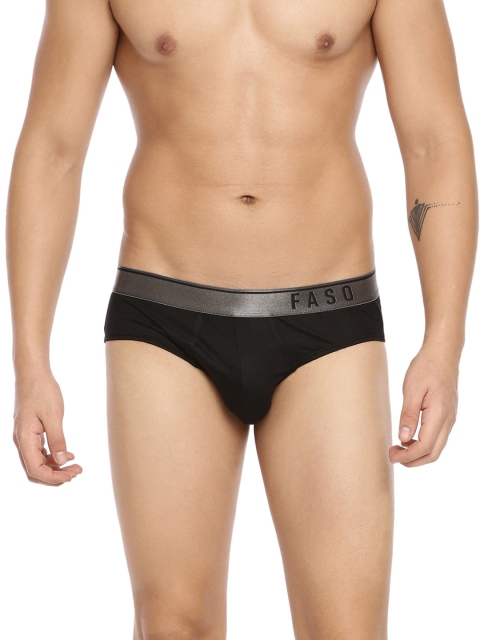 

FASO Men Black Solid Basic Briefs FS 3002