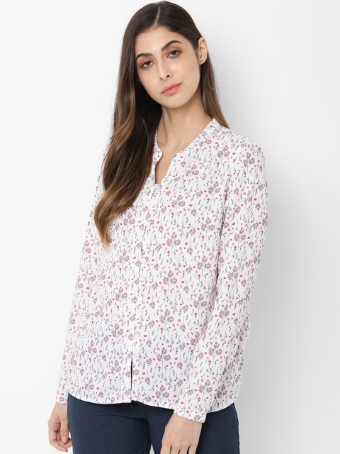 

Allen Solly Woman White & Pink Printed Shirt Style Top