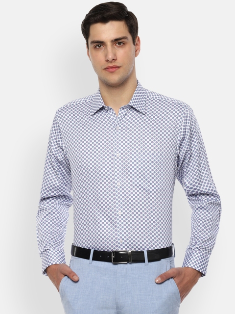 

Van Heusen Men White & Blue Printed Regular Fit Formal Shirt
