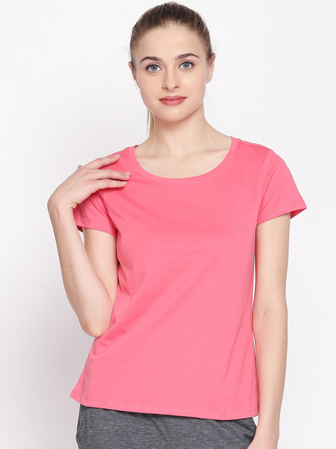 

Dreamz by Pantaloons Women Pink Solid Pure Cotton Top