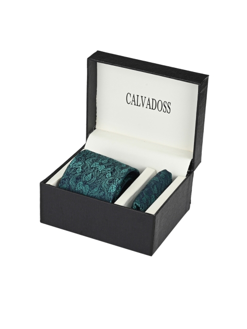 

Calvadoss Men Teal Green & Navy Blue Printed Accessory Gift Set