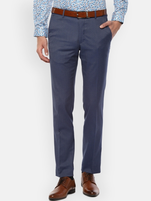 

Van Heusen Men Blue Slim Fit Striped Formal Trousers